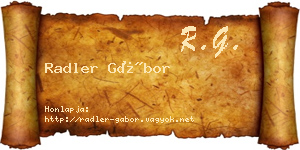 Radler Gábor névjegykártya